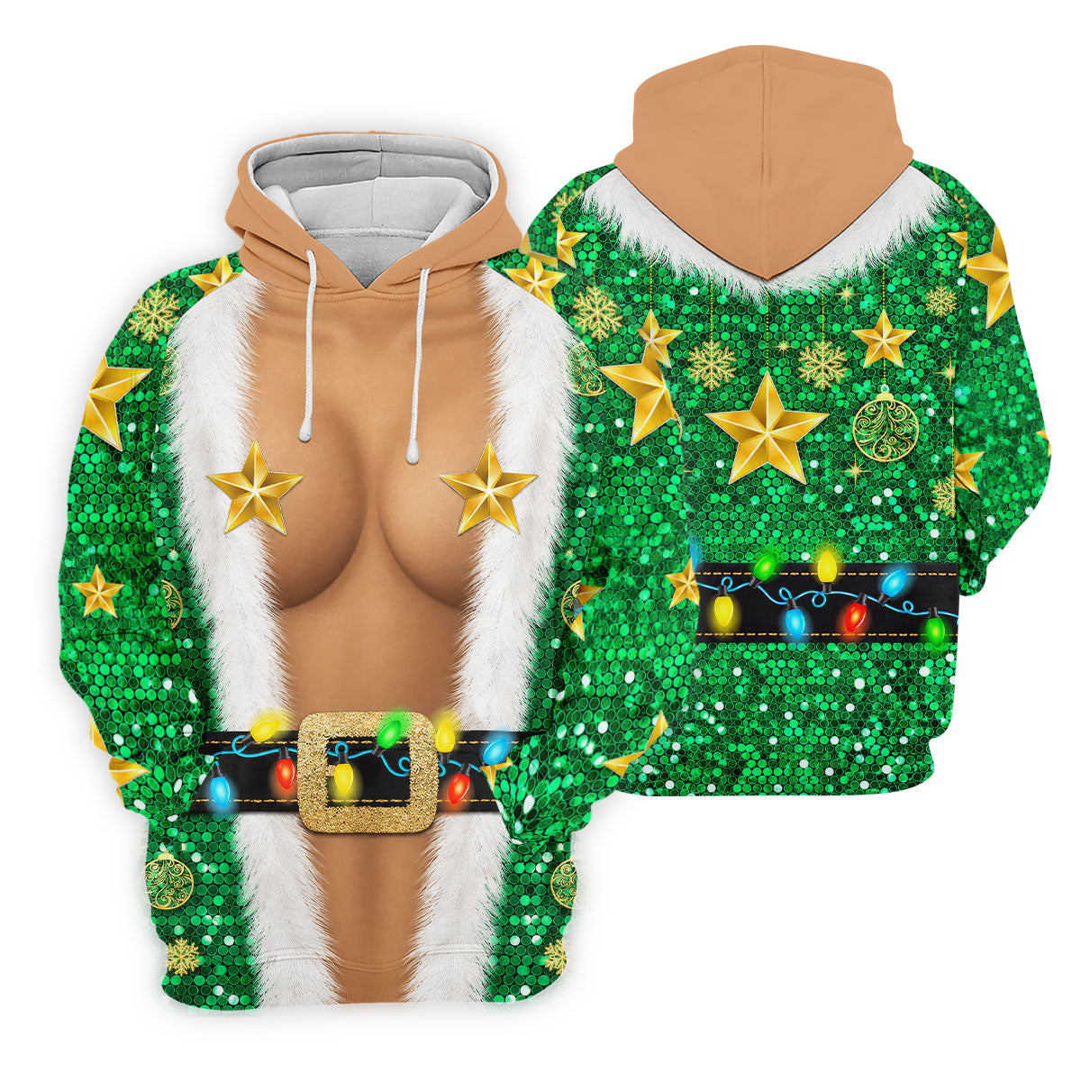 Green Santa Gold Stars Christmas Golf Shirt, Ladies Golf Shirt, Women’s Golf Apparel