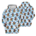 Funny Surfing Santa Bigfoot Christmas Polo Shirt, Womens Golf Polo, Hawaiian Golf Shirt
