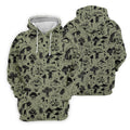 Vintage Mushroom Sketch Pattern Hawaiian Golf Shirt, Printed Golf Shirts, Golf Apparel For Men