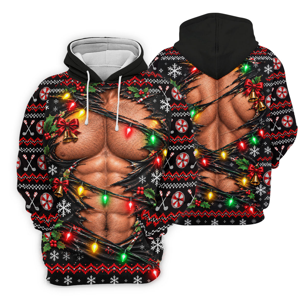 Christmas Ripped Muscle Polo Shirt, Christmas Golf Shirt For Men, Mens Golf Apparel