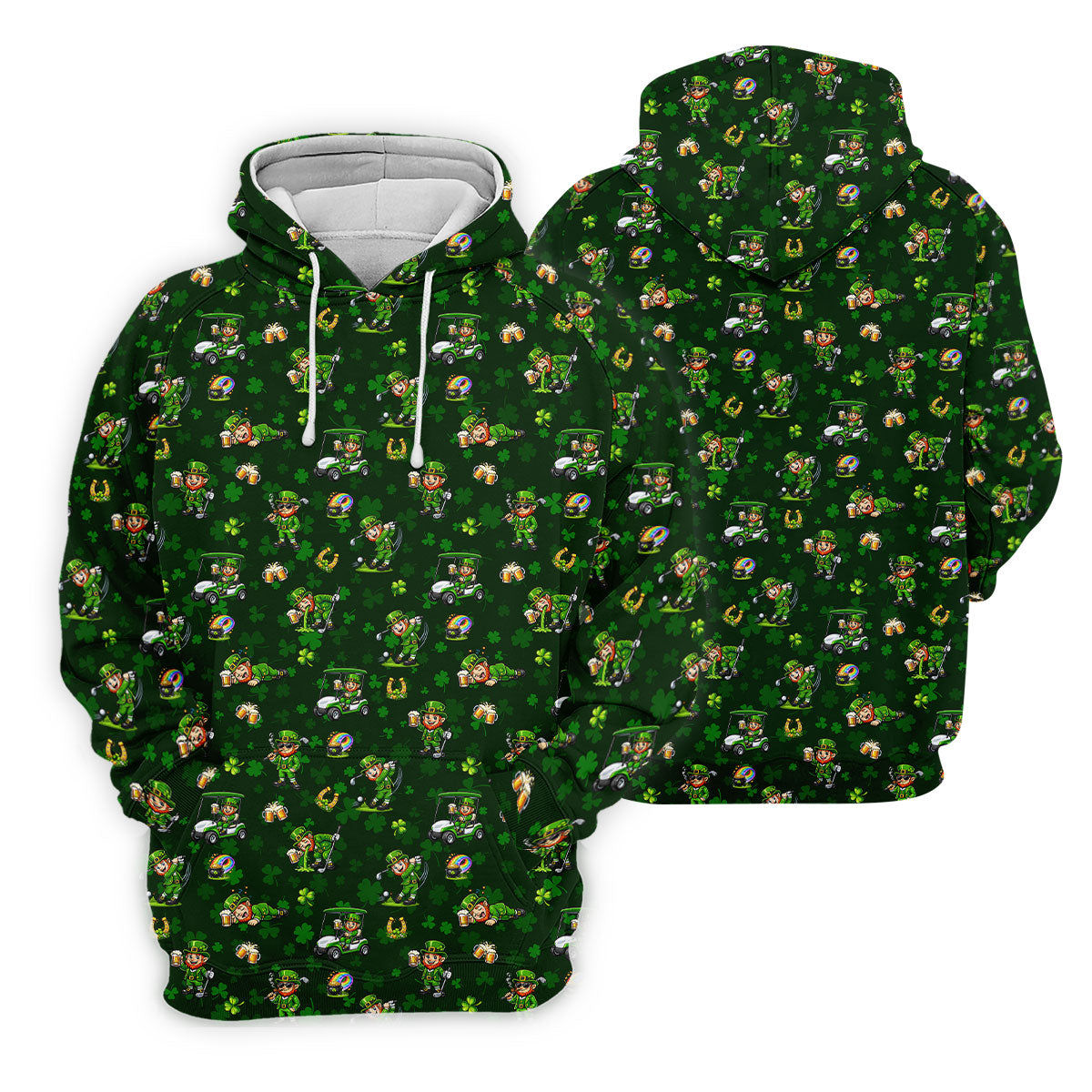 St Patrick's Day Golf Leprechaun Pose Shamrock Golf Shirt, Fun Golf Shirts For Men, Polo For Men