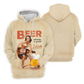 Vintage Beer Pin-Up Girl Design Hawaiian Golf Shirt, Golf Shirts For Men, Polo Shirts For Men