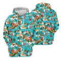 Men's Funny Surfing Santa Hawaiian Golf Shirt, Christmas Golf Shirt, Fun Golf Polo For Men