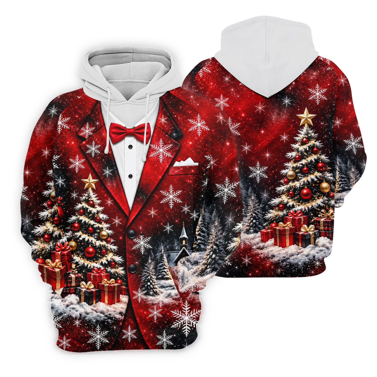 Tuxedo Tree Snowflakes Christmas Golf Shirt, Ladies Golf Shirts, Golf Tops For Women