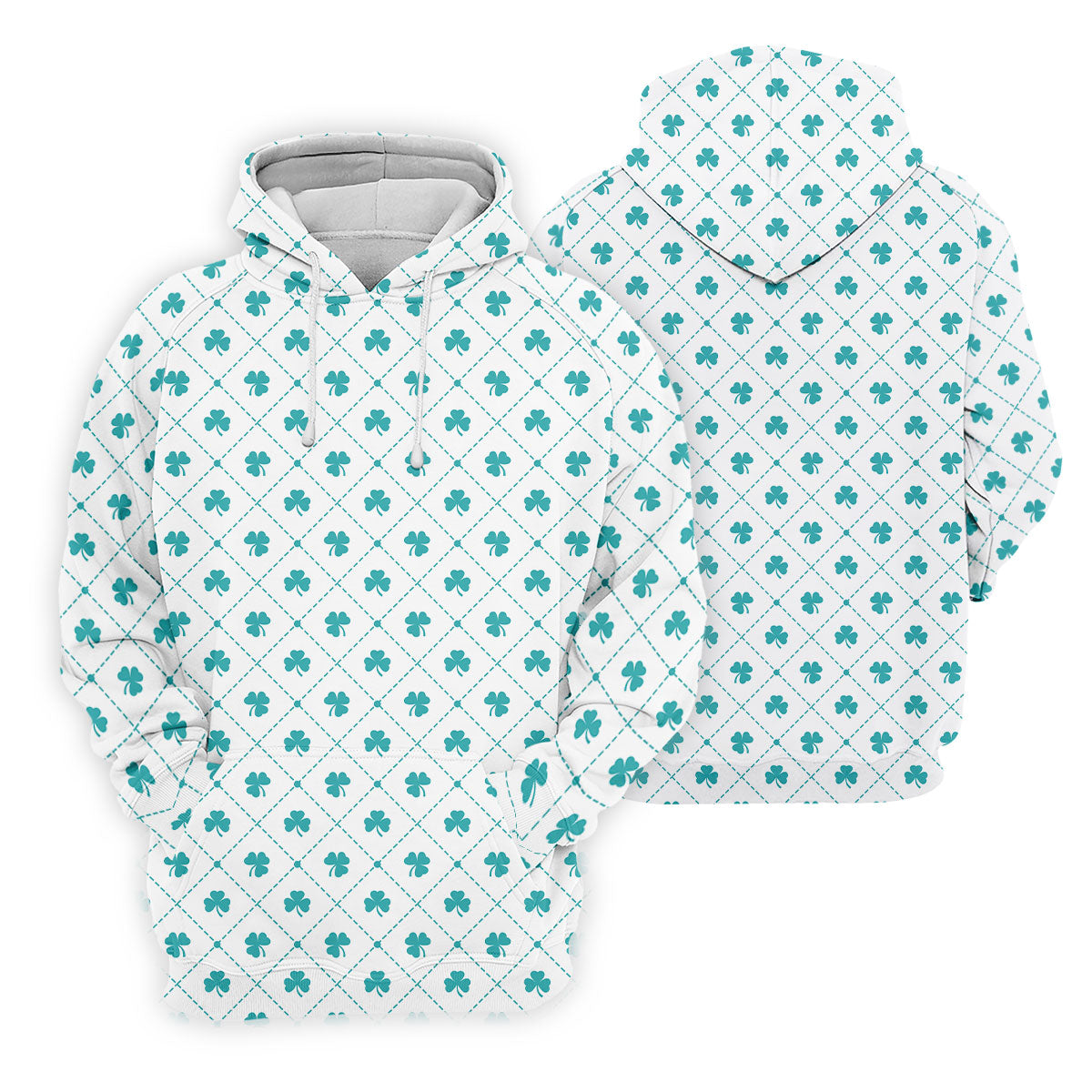 Grid Pattern Shamrock Golf Shirt, St Patrick's Day Golf Tops For Men, Golf Shirts For Men, Polo Shirts For Men