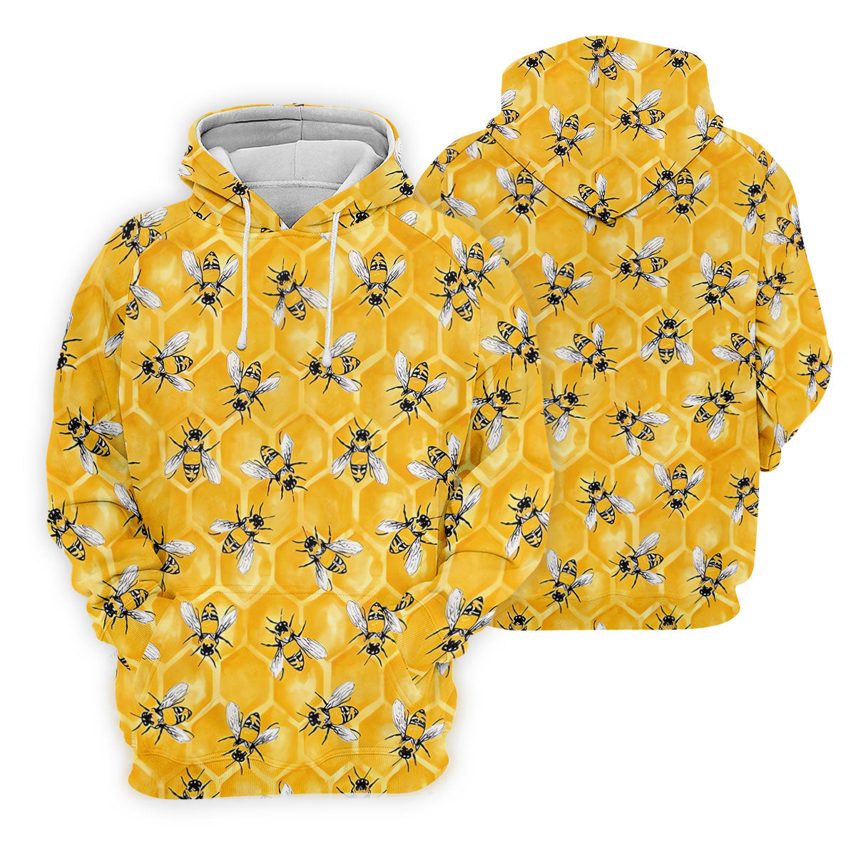 Realistic Flying Bees on Golden Honeycomb Hawaiian Golf Polo, Golf Tops For Men, Golfing Apparel