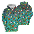 Teal Tropical Cocktail Parrot Pattern Golf Polo Shirt, Men's Golf Shirt, Golf Polo Shirts For Men