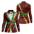 Christmas Lights Disco Ball Pattern Women Golf Top, Christmas Golf Shirt, Ladies Golf Tops
