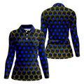 3D Effect Circular Pattern Navy Golf Shirt, Cool Golf Outfit, Women Golf Top, Ladies Golf Shirts