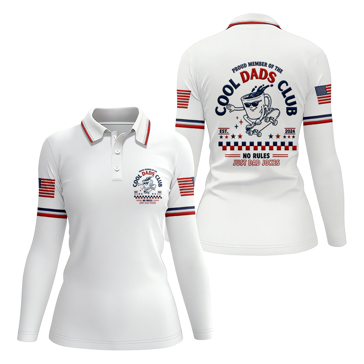 Cool Dads Club All-Over Print Golf Polo, Golf Tops For Women, Golfing Apparel