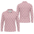 Pink T-Rex Dinosaur Golfer Pattern Golf Polo Shirt, Golf Shirts For Men, Mens Golf Apparel