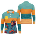 Monkey Gentleman Sunset Coast Hawaiian Golf Shirt, Men's Golf Shirt, Polo Shirts For Men