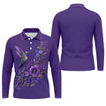Purple Hummingbird Cancer Awareness Polo Shirt, Golf Shirts For Men, Mens Golf Apparel