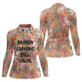 Broken Crayons Still Color Abstract Golf Polo Shirt, Ladies Golf Shirt, Womens Golf Tops