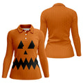 Halloween Jack O Lantern Golf Shirt, Women's Golf Polo, Ladies Golf Tops