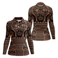 Maori Tattoo Pattern with Traditional Tiki Mask Hawaiian Golf Polo, Golf Tops For Women, Golfing Apparel
