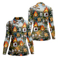 Cartoon Marshmallow, Graham Cracker and Campfire Characters Lake Camping Hawaiian Golf Polo, Golf Tops For Women, Golfing Apparel