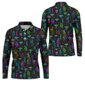 Neon Bigfoot Alien UFO Pattern Golf Polo Shirt, Men's Golf Shirt, Printed Golf Shirts