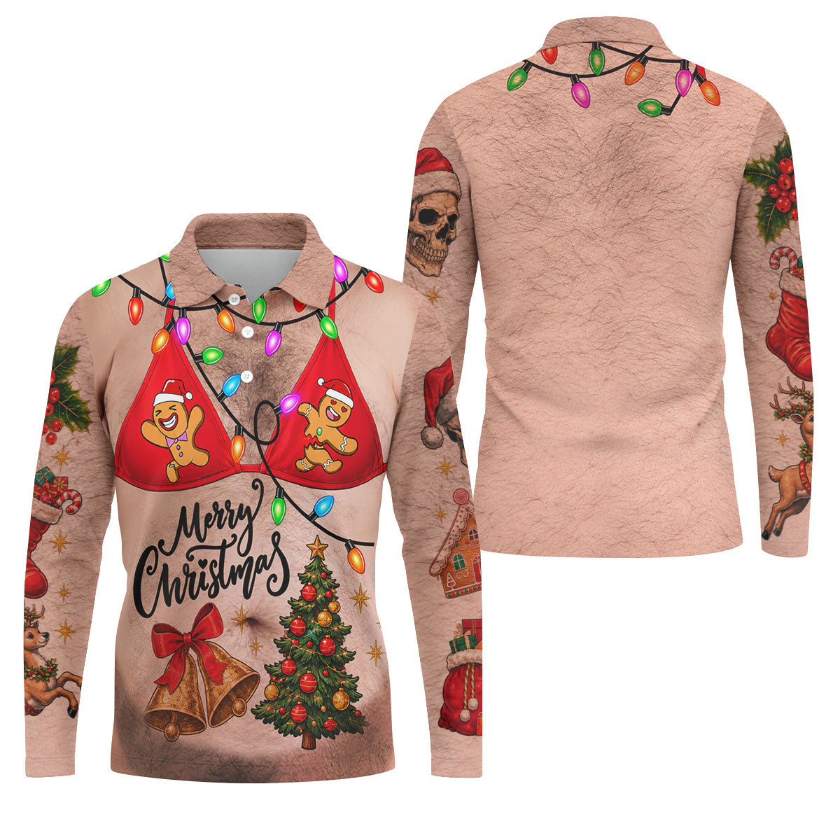 Merry Gingerbread Bra Christmas Golf Shirt, Mens Golf Shirts, Polo Shirts For Men