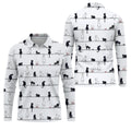 Cute Black and White Cats Pattern Golf Shirt, Men's Golf Shirt, Golf Polo Shirts For Men