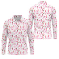 Funny Flamingo Pink Pineapple Tropical Vibe Golf Tops For Men, Men's Funny Golf Shirts, Polo Shirts For Men