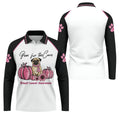Paws For The Cure Pug Breast Cancer Polo Shirt, Men's Golf Shirt, Mens Golf Apparel