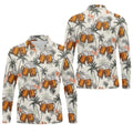 Tropical Palm Trees and Frosty Beer Mug Hawaiian Golf Polo, Golf Tops For Men, Golfing Apparel