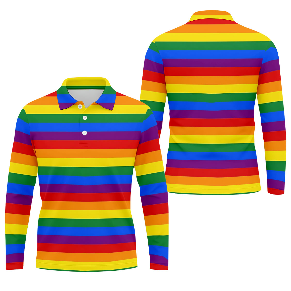 LGBT Rainbow Flag Golf Tops For Men, Pride Month Celebrate Golf Shirts For Men