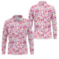 Breast Cancer Pink Ribbon Floral Golf Shirt, Cancer Awareness Shirt, Polo Shirts For Men, Golfing Apparel