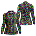 Colorful Abstract Golf Pattern Polo Shirt, Ladies Golf Shirt, Women's Golf Tops