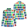 Colorful Argyle Golf Shirt, Classic Diamond Pattern Polo, Womens Golf Polo Shirt, Custom Ladies Golf Shirt