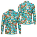 Men's Funny Surfing Santa Hawaiian Golf Shirt, Christmas Golf Shirt, Fun Golf Polo For Men