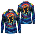 Tie Dye Bigfoot Fishing Forest Golf Shirt, Mens Golf Apparel, Printed Golf Shirts