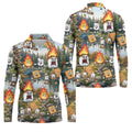 Cartoon Marshmallow, Graham Cracker and Campfire Characters Lake Camping Hawaiian Golf Polo, Golf Tops For Men, Golfing Apparel
