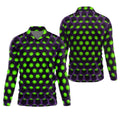 3D Effect Circular Pattern Green Golf Shirt, Cool Golf Outfit, Men's Funny Golf Shirts, Polo Shirts For Men