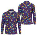Retro Rooster Golf Shirt, Colorful Country Pattern Polo, Polo Shirts For Men