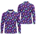 Retro Memphis Geometric Pattern Golf Polo Shirt, Men's Golf Shirt, Golf Apparel For Men