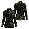 Festive Christmas Golden Pattern Women Golf Top, Christmas Golf Shirt, Ladies Golf Tops