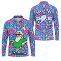 Colorful Psychedelic Santa Golfer Print Men's Golf Shirt, Mens Golf Apparel, Hawaiian Golf Shirt
