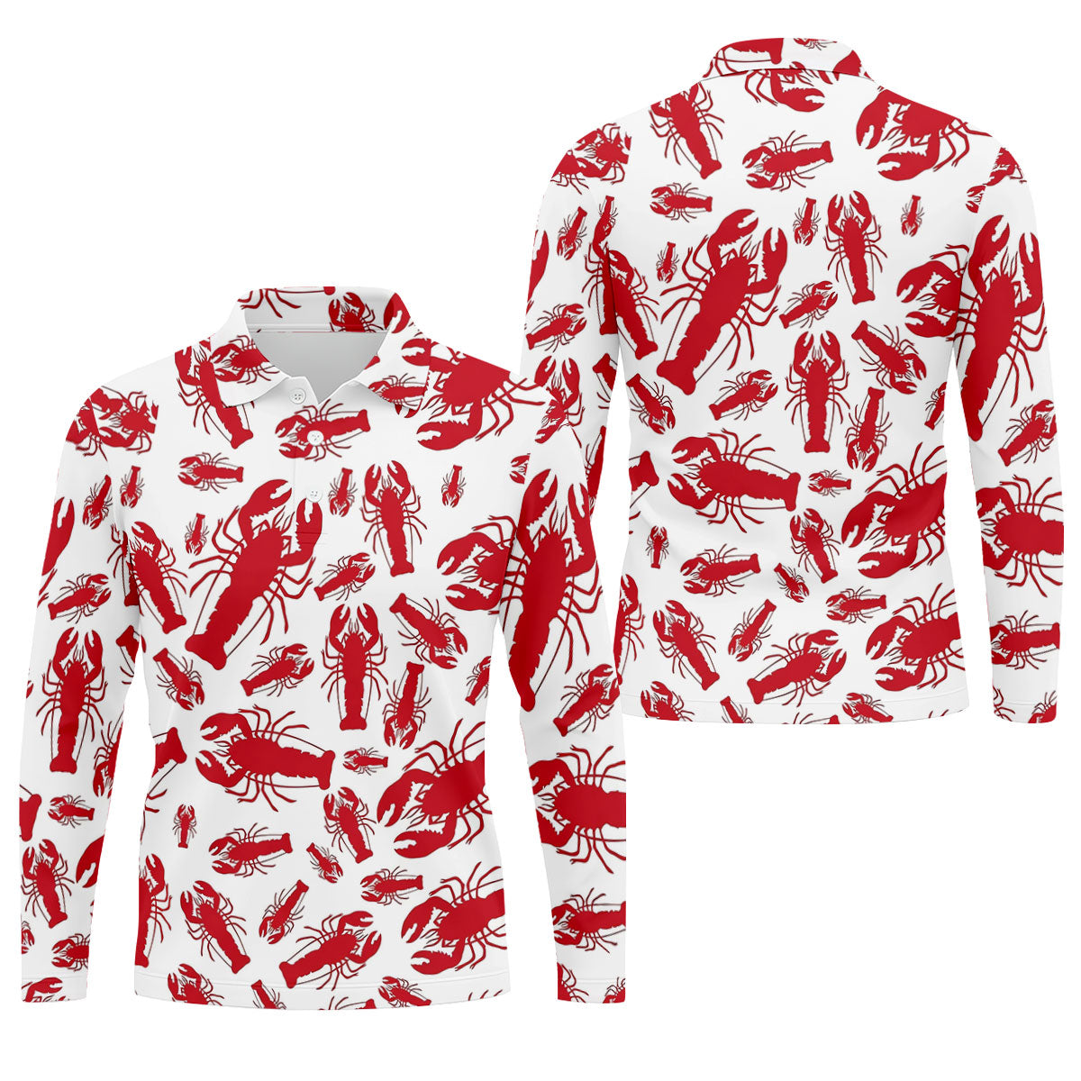 Lobster Pattern Vintage Hawaiian Golf Shirt, Men's Golf Shirt, Polo Shirts For Men