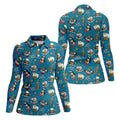 Tattoo Blue Sailor Tattoo Flash Pattern Hawaiian Golf Shirt, Women's Golf Tops, Ladies Golf Shirts