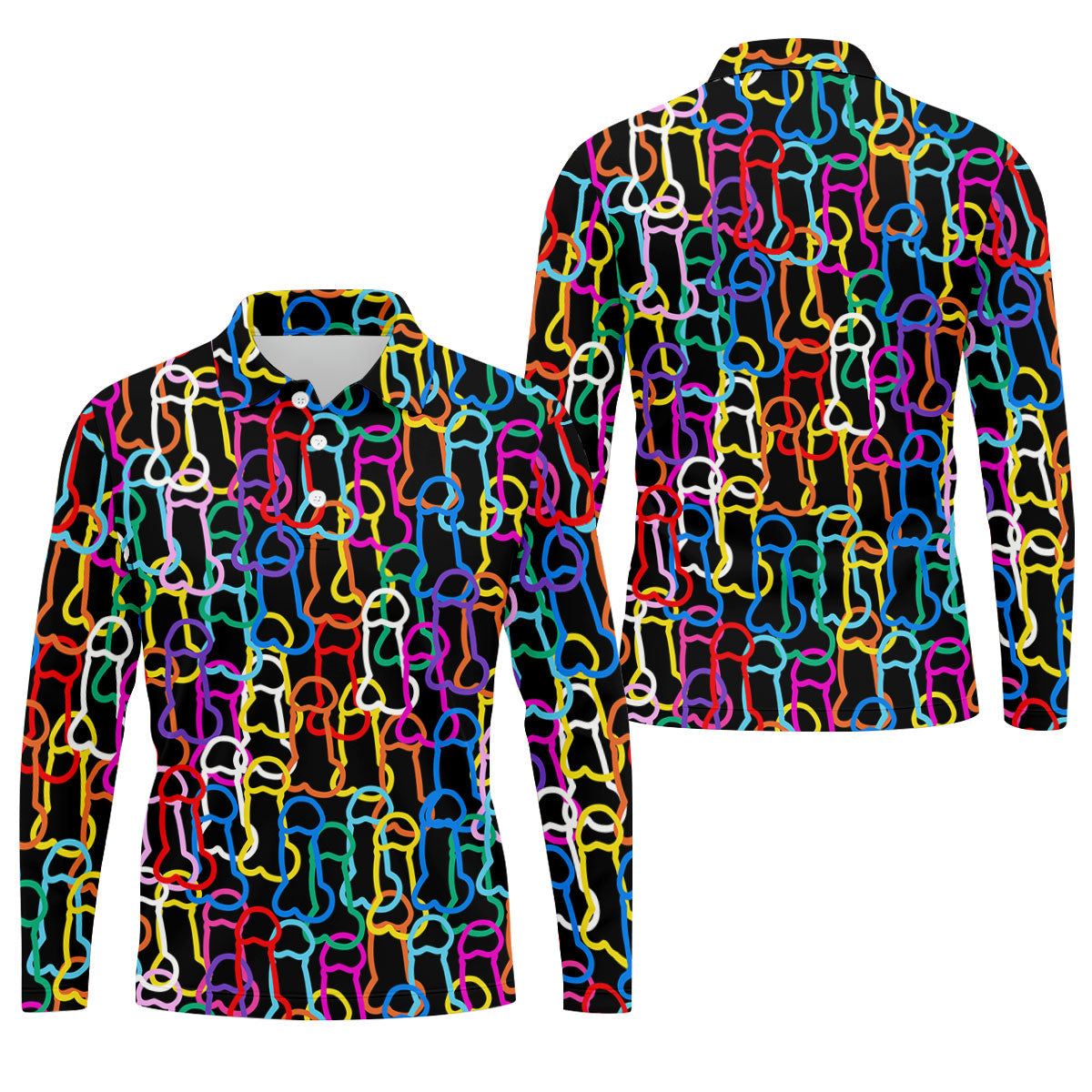 Adult Humor LGBT Rainbow Color Men's Funny Golf Shirts, Pride Month Celebrate Golf Shirts For Men