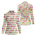 Colorful Ice Cream Pattern Golf Polo Shirt, Golf Tops For Women, Ladies Golf Top
