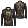 Burning Skeleton Rib Cage Halloween Polo Shirt, Mens Polo Shirts, Golf Apparel For Men