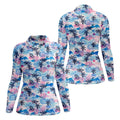 Tropical Island Sunset Pink And Blue Hawaiian Golf Shirt, Golf Shirt For Women, Golfing Apparel