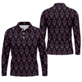 Purple Haunted Demon Faces Halloween Polo Shirt, Printed Golf Shirts, Golf Apparel For Men