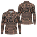 Maori Tattoo Pattern with Traditional Tiki Mask Hawaiian Golf Polo, Golf Tops For Men, Golfing Apparel