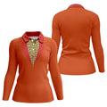 Orange Tuxedo Fun Women's Golf Shirts, Retro Golf Shirt, Ladies Golf Tops