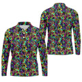 Colorful Abstract Golf Pattern Polo Shirt, Mens Golf Shirts, Hawaiian Golf Shirt