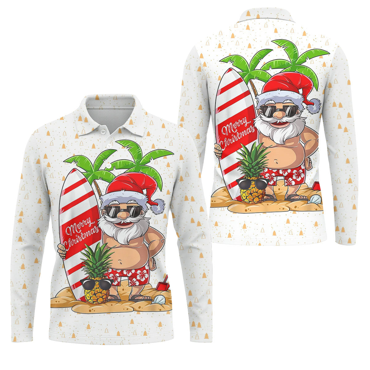 Men's Vacation Mode Santa Sufing Golf Shirt, Christmas Golf Shirt, Golf Apparel For Men